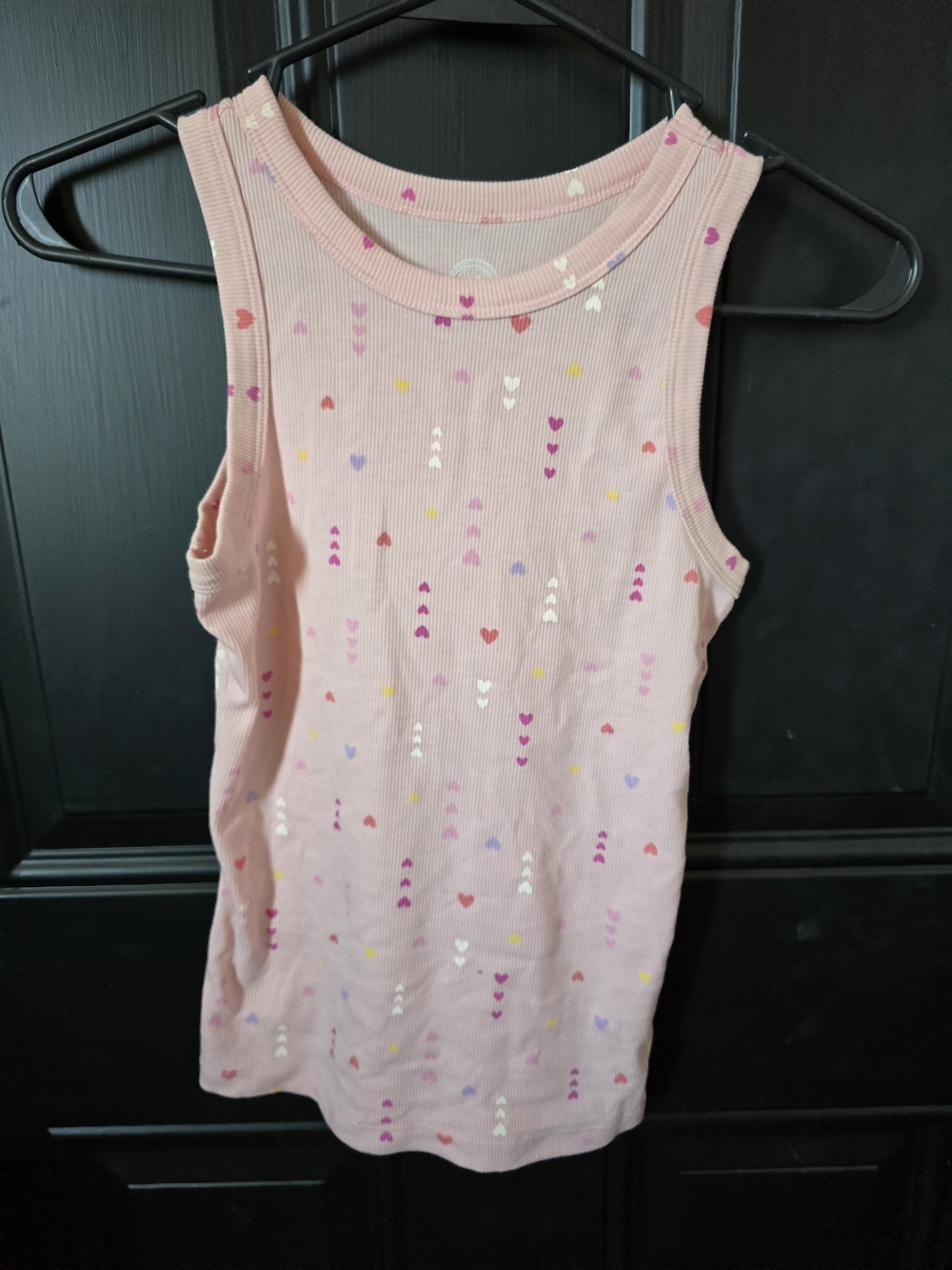 wonder nation Pink Ribbed Tank with Multicolor Heart Dots